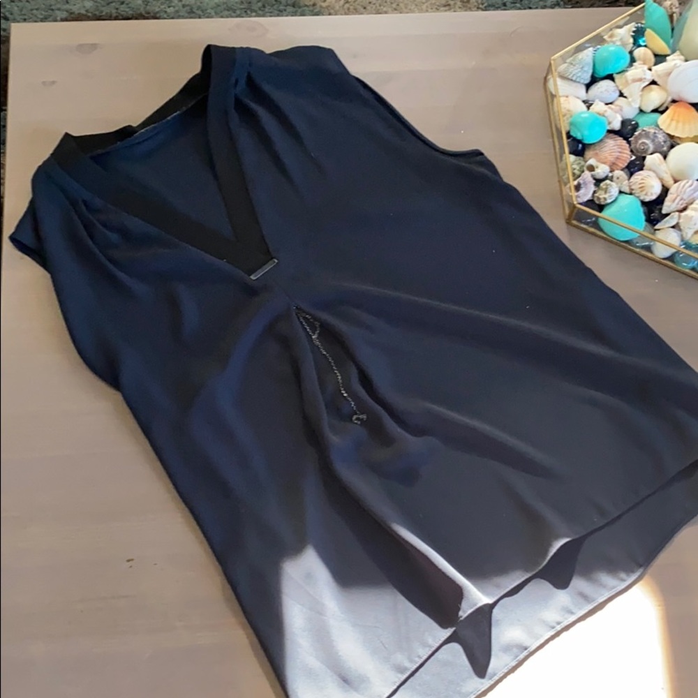 V neck blouse with dangling chain front